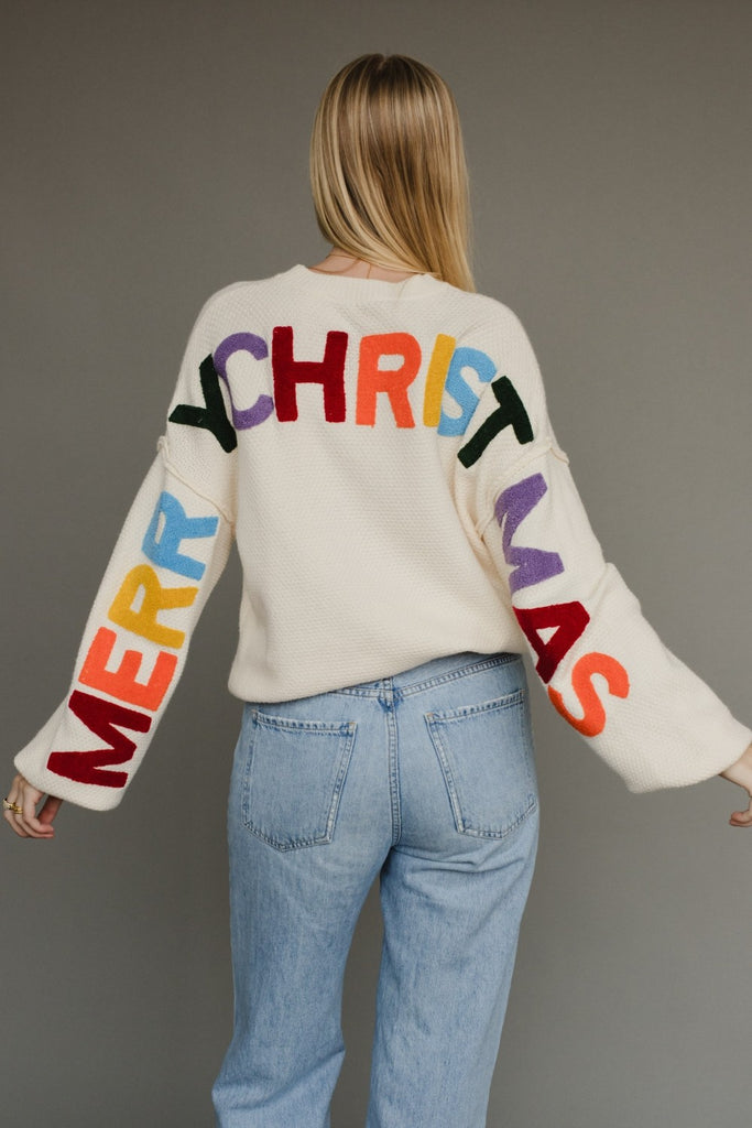 Colorful Merry Christmas Sweater - BluePeppermint Boutique