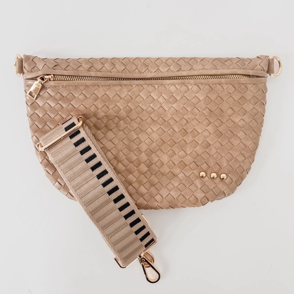 Westlyn Woven Bum Bag - Taupe - BluePeppermint Boutique