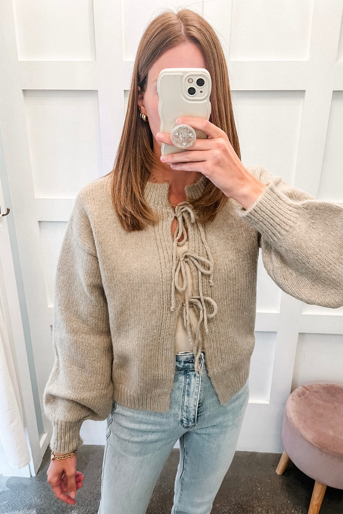 Macchiato Tie Sweater - BluePeppermint Boutique