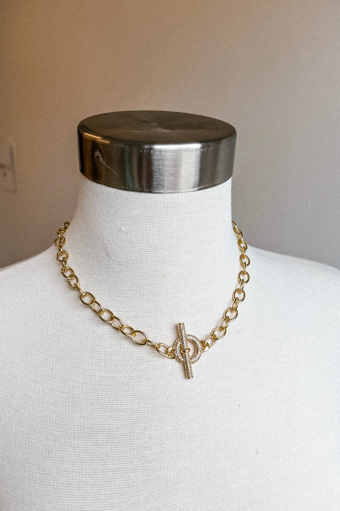 Chunky Pave Toggle Necklace - BluePeppermint Boutique