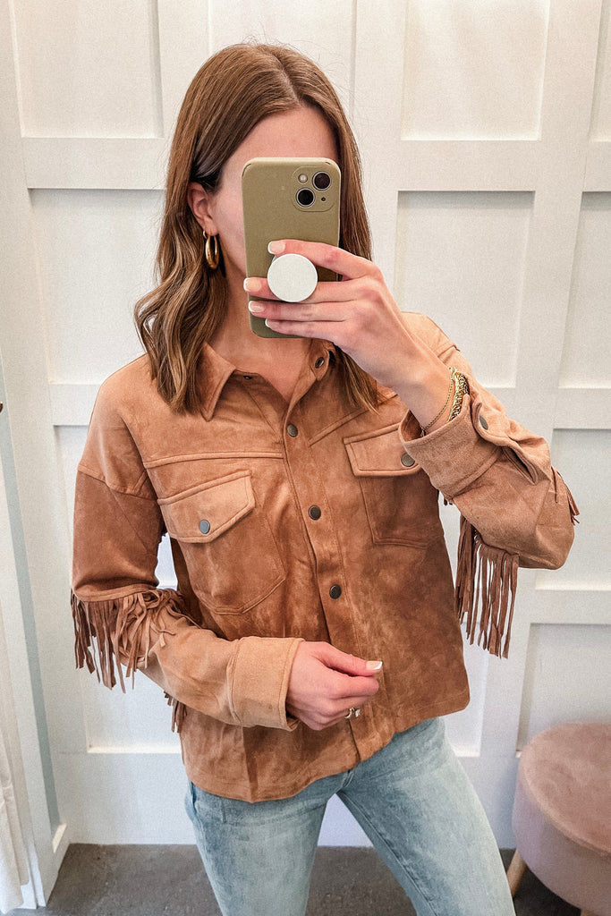 Desert Suede Button Down - BluePeppermint Boutique