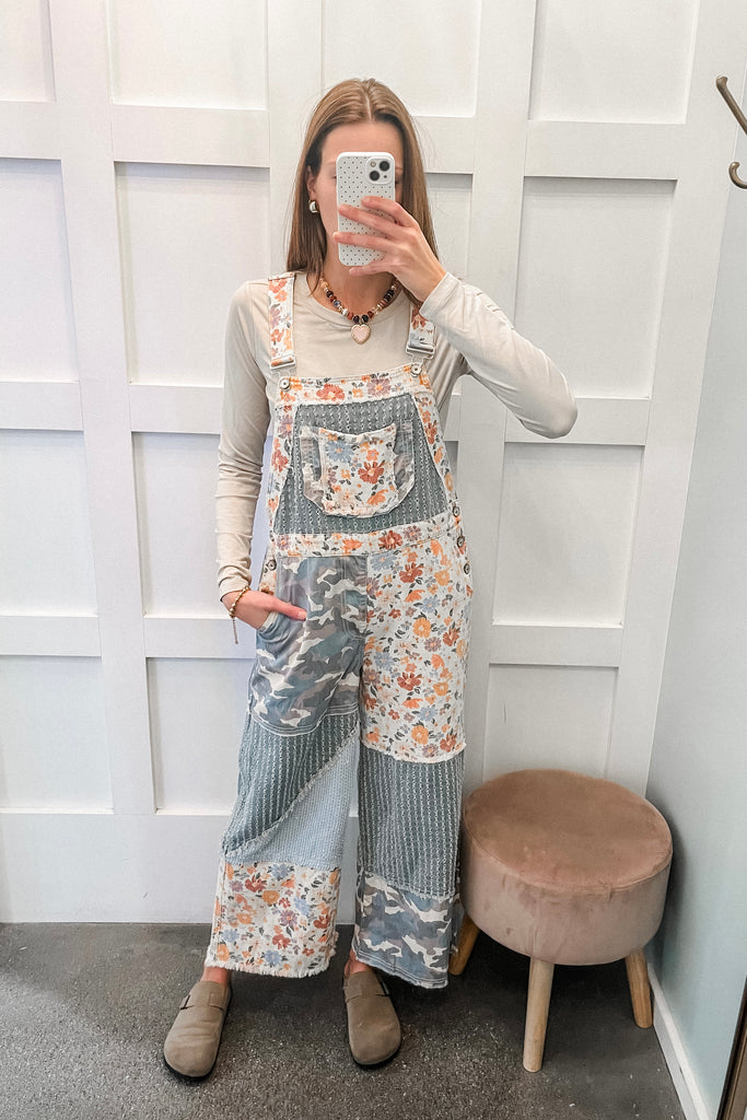 floral print overalls