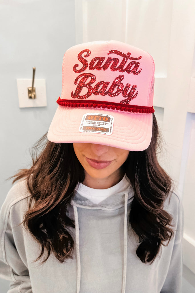 santa baby pink trucker hat