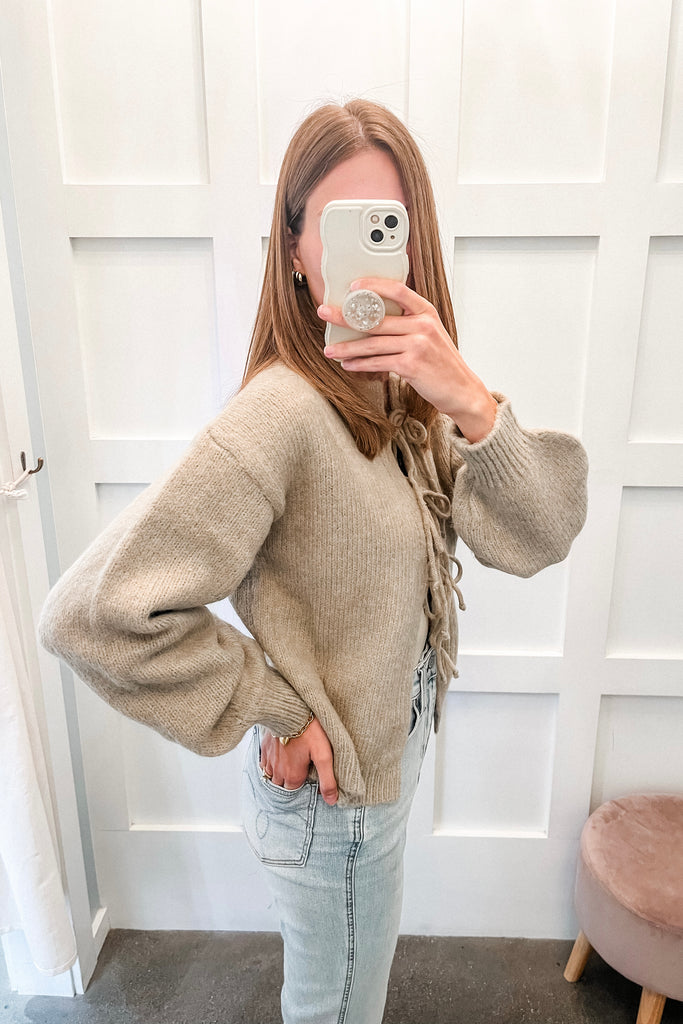Macchiato Tie Sweater - BluePeppermint Boutique