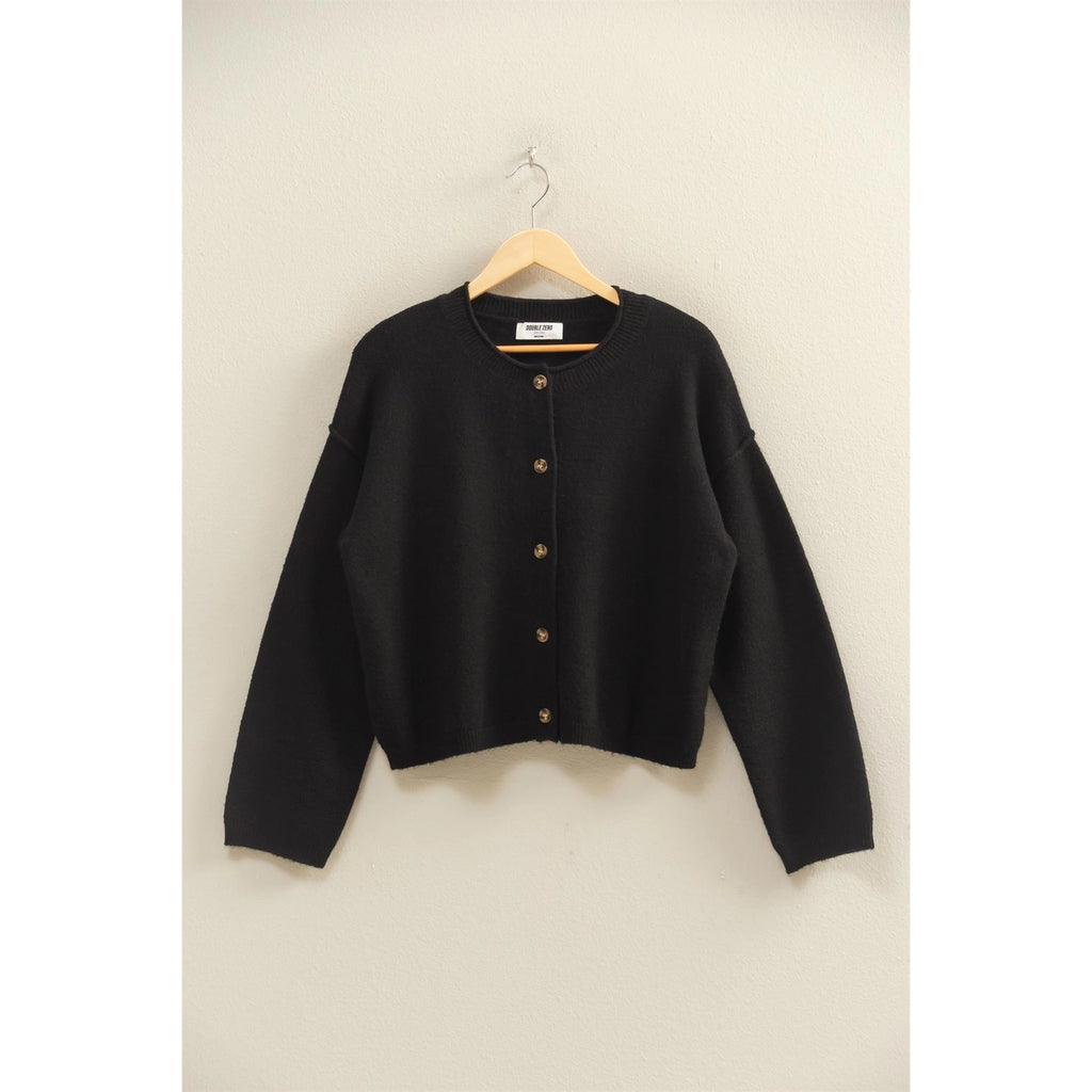 Monroe Button Cardigan - Black - BluePeppermint Boutique