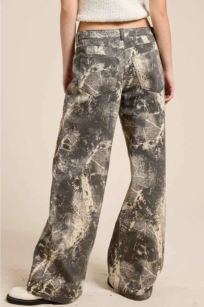 Grunge Splatter Wide Leg Jeans - BluePeppermint Boutique
