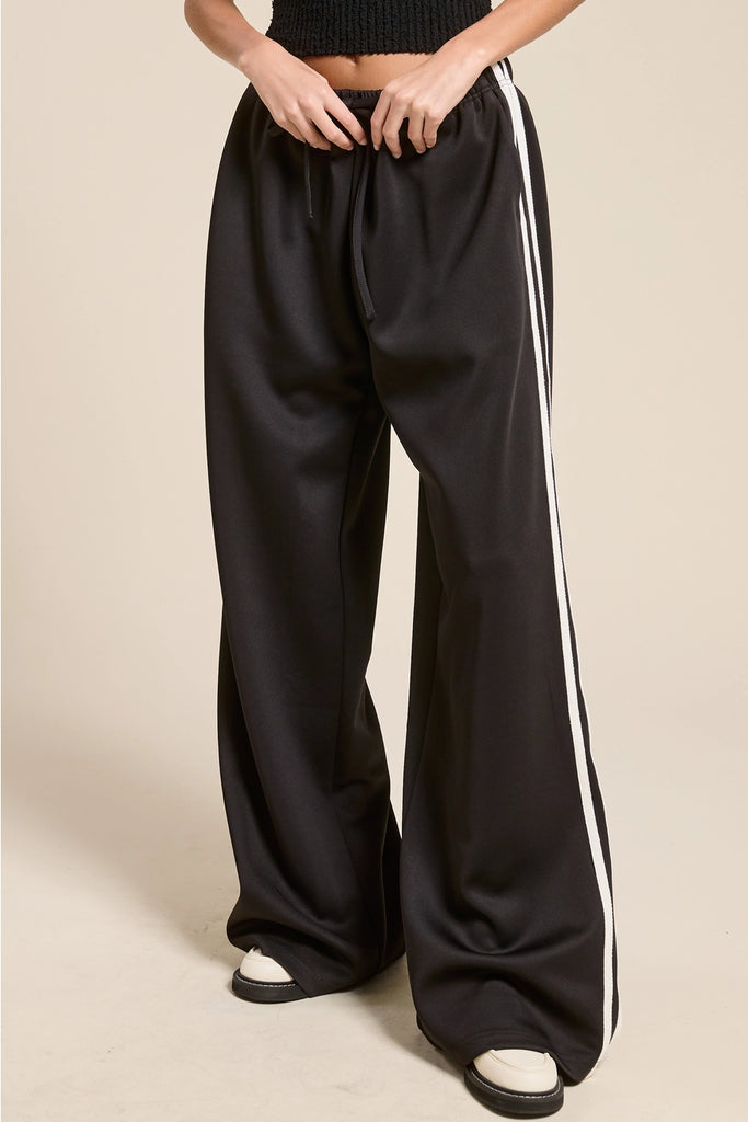 Hurdle Wide Leg Track Pants - BluePeppermint Boutique