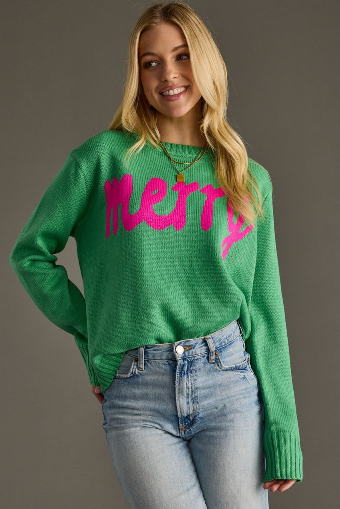 Green Merry Sweater - BluePeppermint Boutique