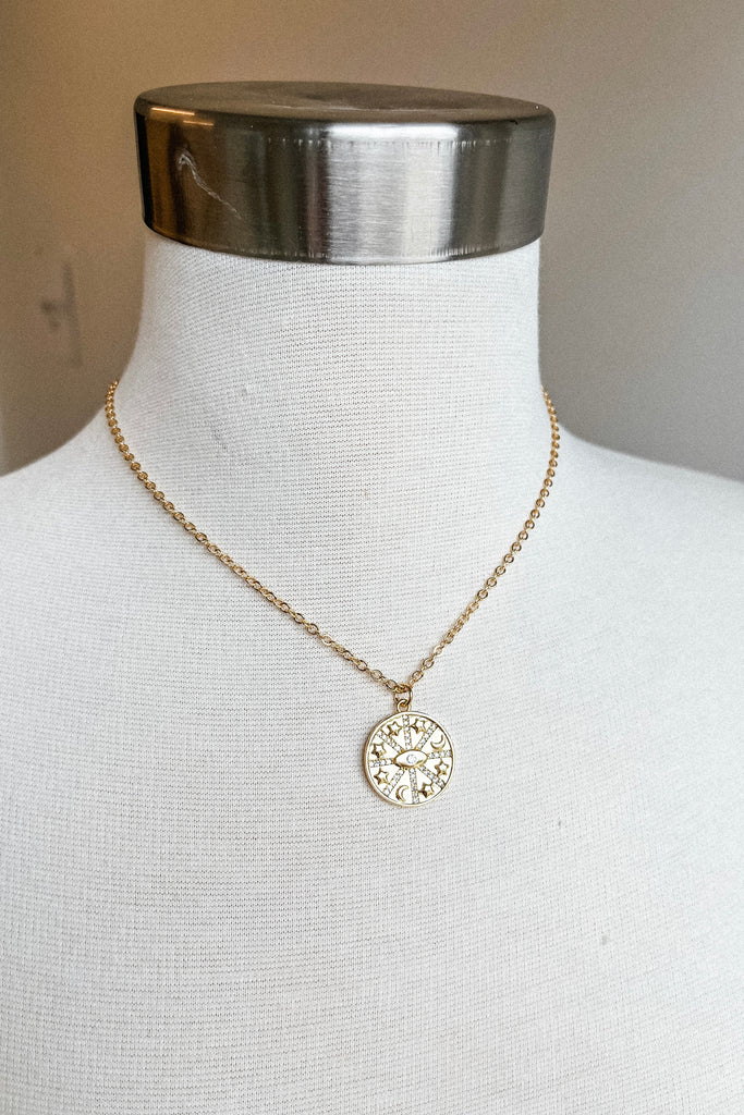 Moon Ray Disc Necklace - BluePeppermint Boutique