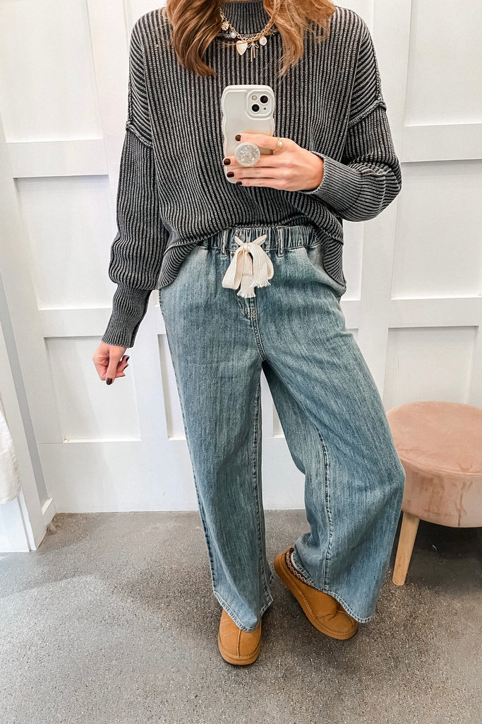 drawstring denim pants