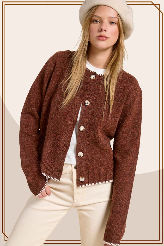 Sugar Open Knit Scallop Edge Cardigan - Watermelon Pink