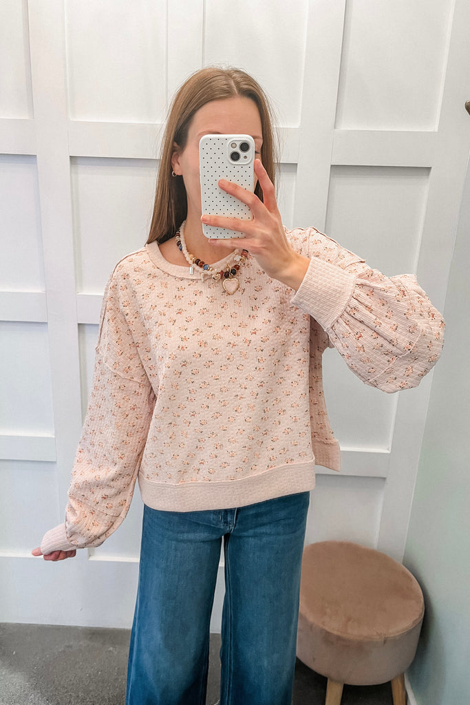 pink floral pullover
