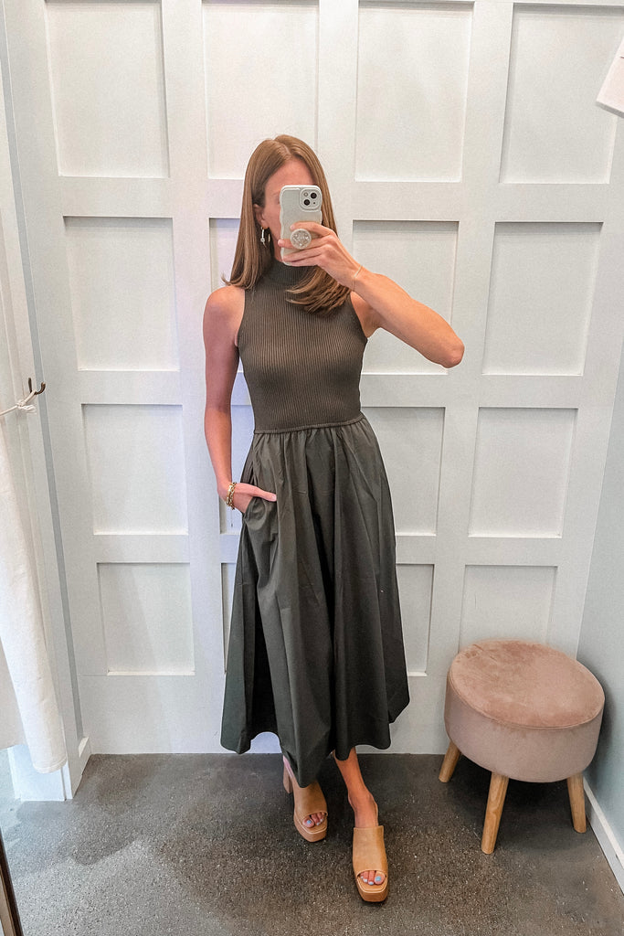 Midnight Midi Dress - Pine - BluePeppermint Boutique