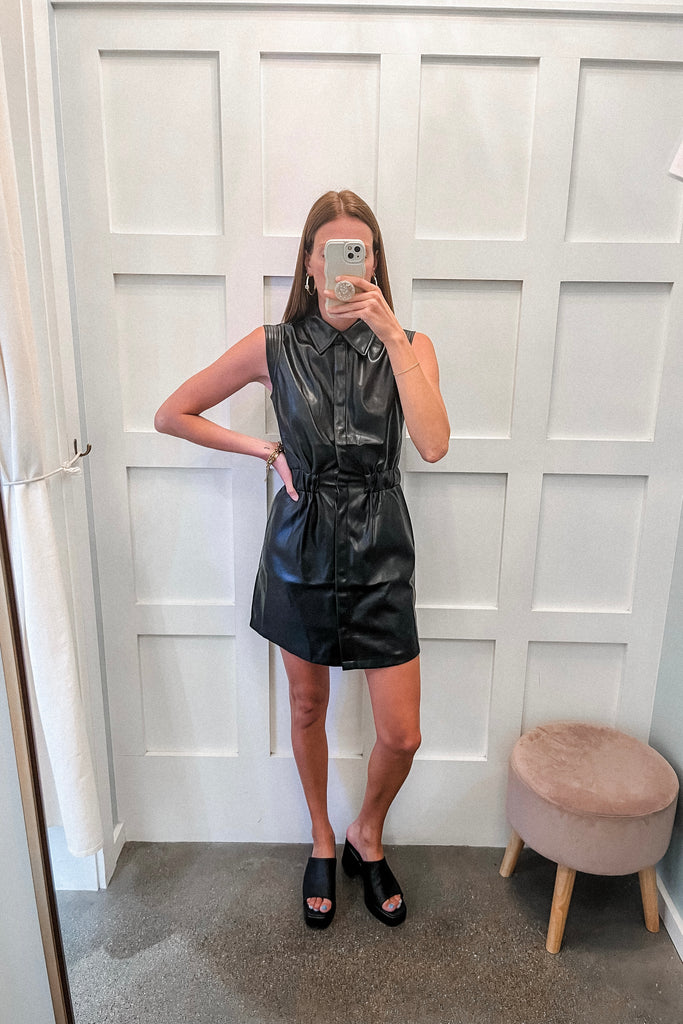 Rocky Leather Dress - BluePeppermint Boutique