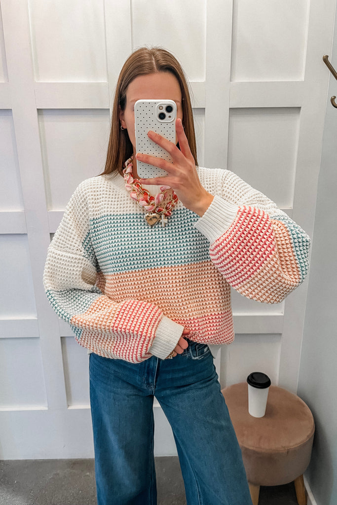 colorblock chenille sweater