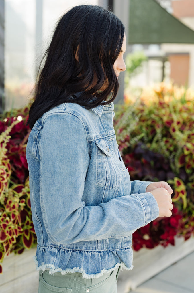 Girly Girl Ruffle Jean Jacket - BluePeppermint Boutique