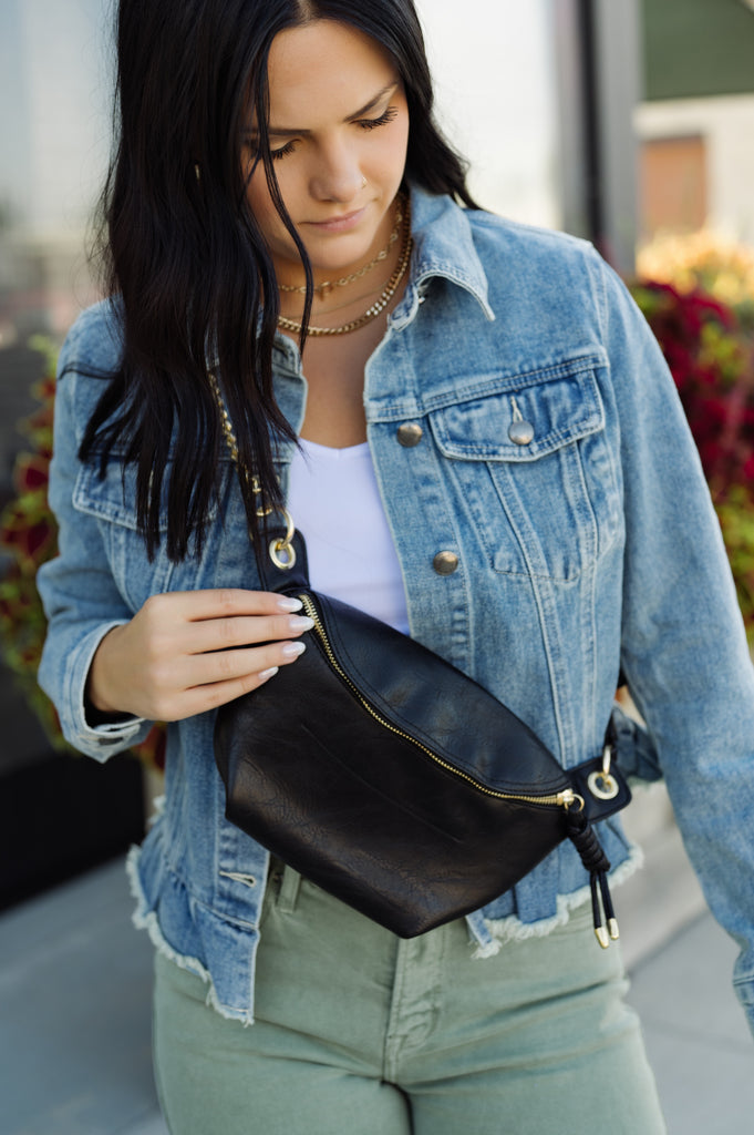 Luxe Convertible Sling Belt Bag-Black - BluePeppermint Boutique