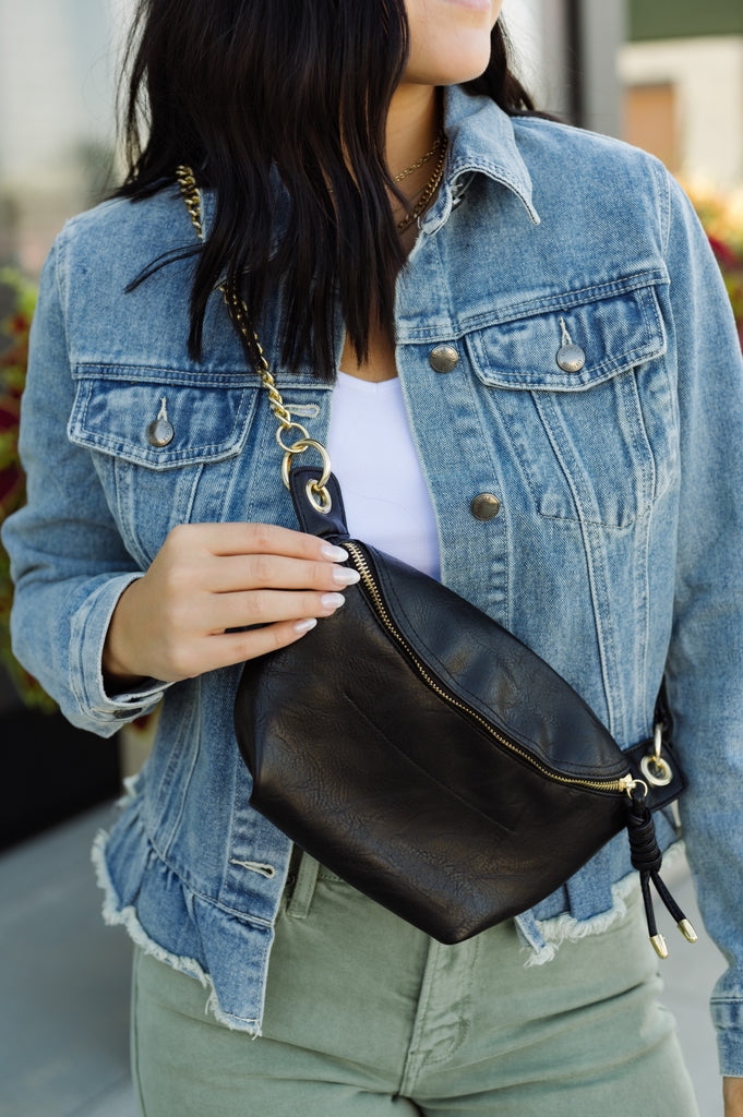 Luxe Convertible Sling Belt Bag-Black - BluePeppermint Boutique