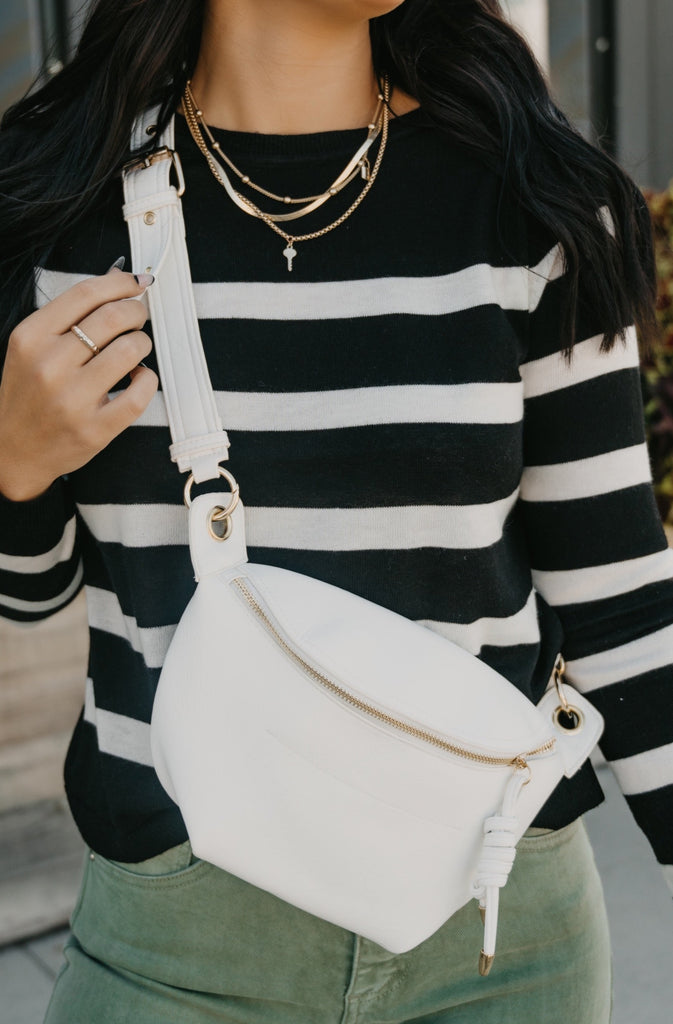 The Finley White Fanny Bag - BluePeppermint Boutique