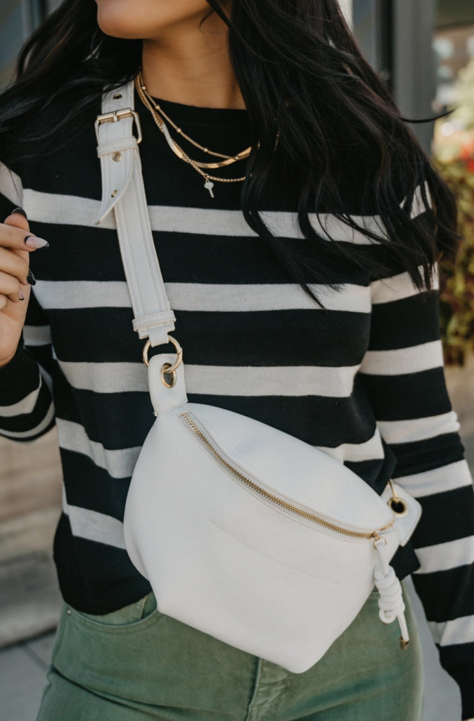 The Finley White Fanny Bag - BluePeppermint Boutique