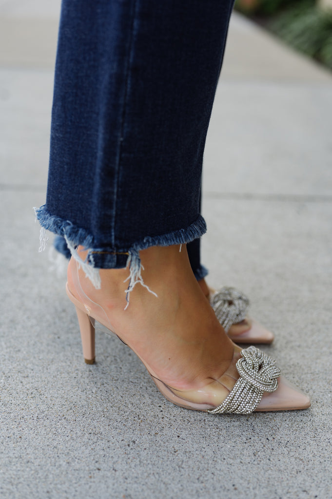 Trinee-Cinderella Strappy Clear Pumps - BluePeppermint Boutique