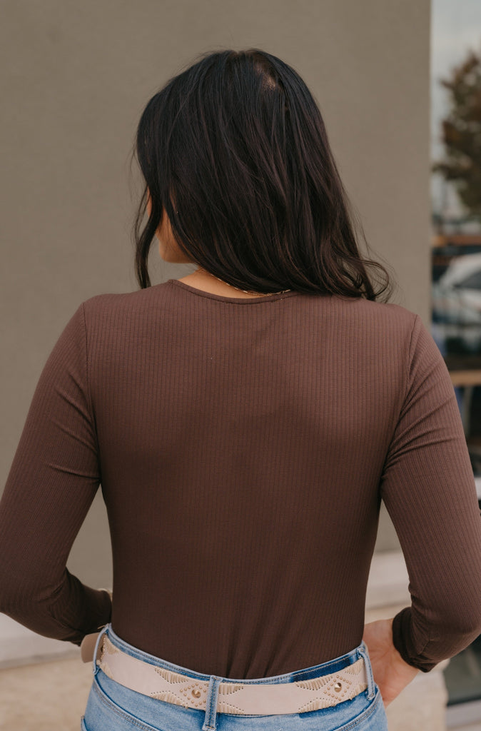 Suit Up Bodysuit-Brown - BluePeppermint Boutique