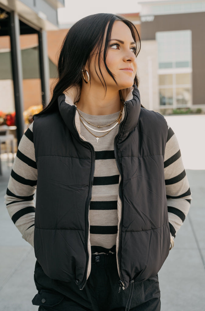 Laila Short Reversible Puffer Vest - BluePeppermint Boutique