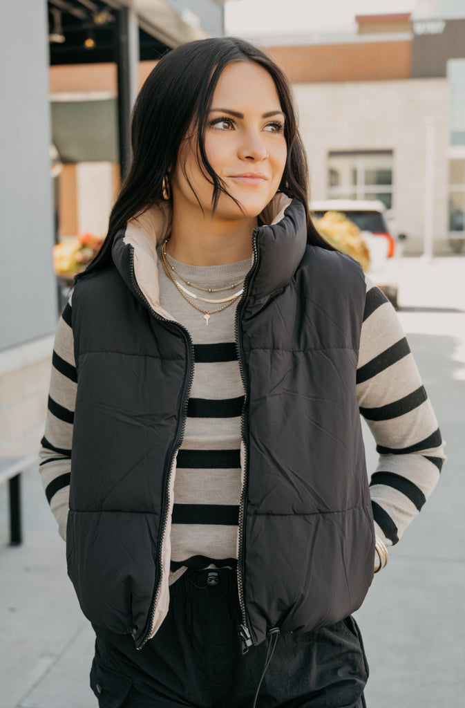 Laila Short Reversible Puffer Vest - BluePeppermint Boutique