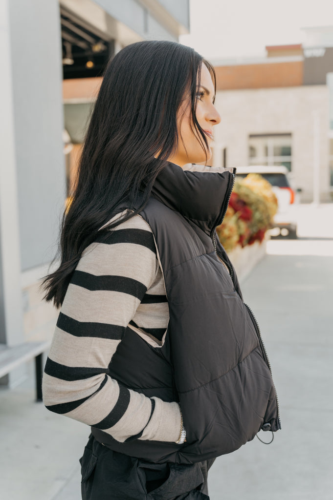 Laila Short Reversible Puffer Vest - BluePeppermint Boutique
