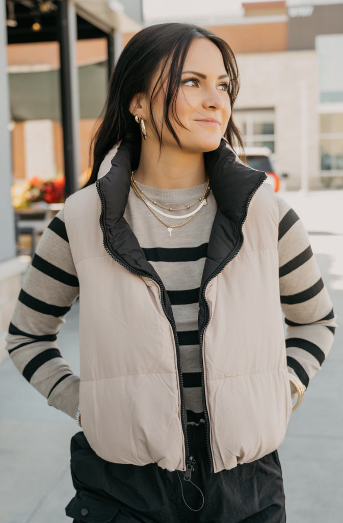 Laila Short Reversible Puffer Vest - BluePeppermint Boutique