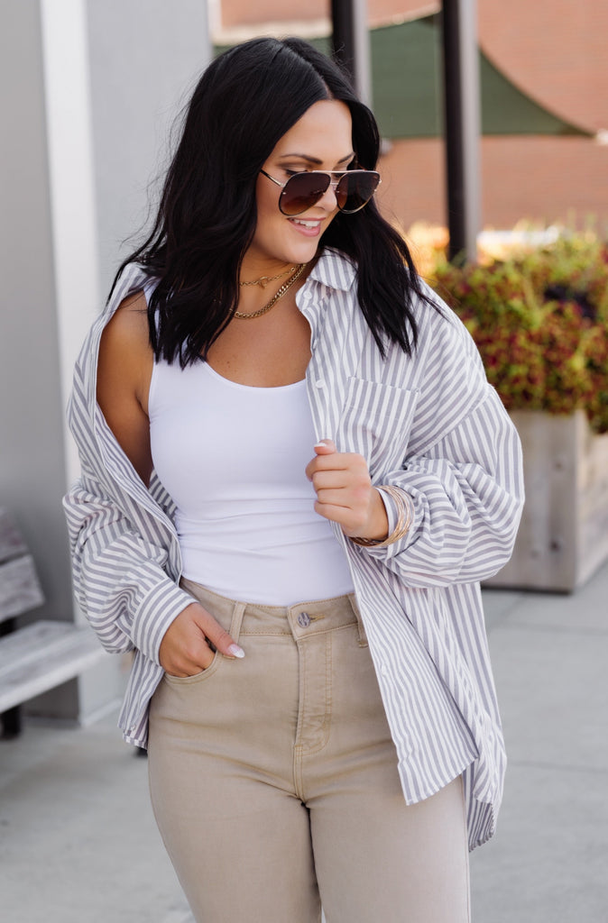 Boyfriend Striped Oversized Buttondown - BluePeppermint Boutique
