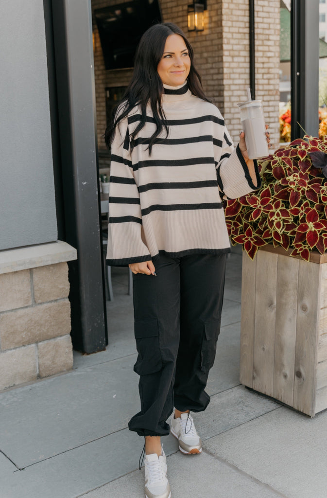 Meet me in Paris Wide Sleeve Turtleneck - BluePeppermint Boutique