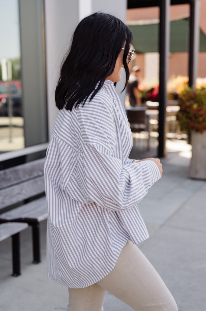 Boyfriend Striped Oversized Buttondown - BluePeppermint Boutique