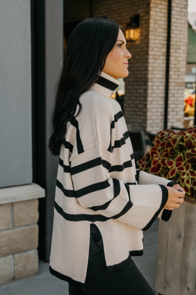 Meet me in Paris Wide Sleeve Turtleneck - BluePeppermint Boutique