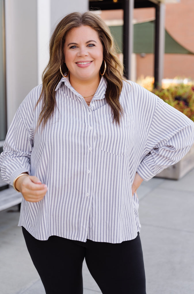 Boyfriend Striped Oversized Buttondown - BluePeppermint Boutique