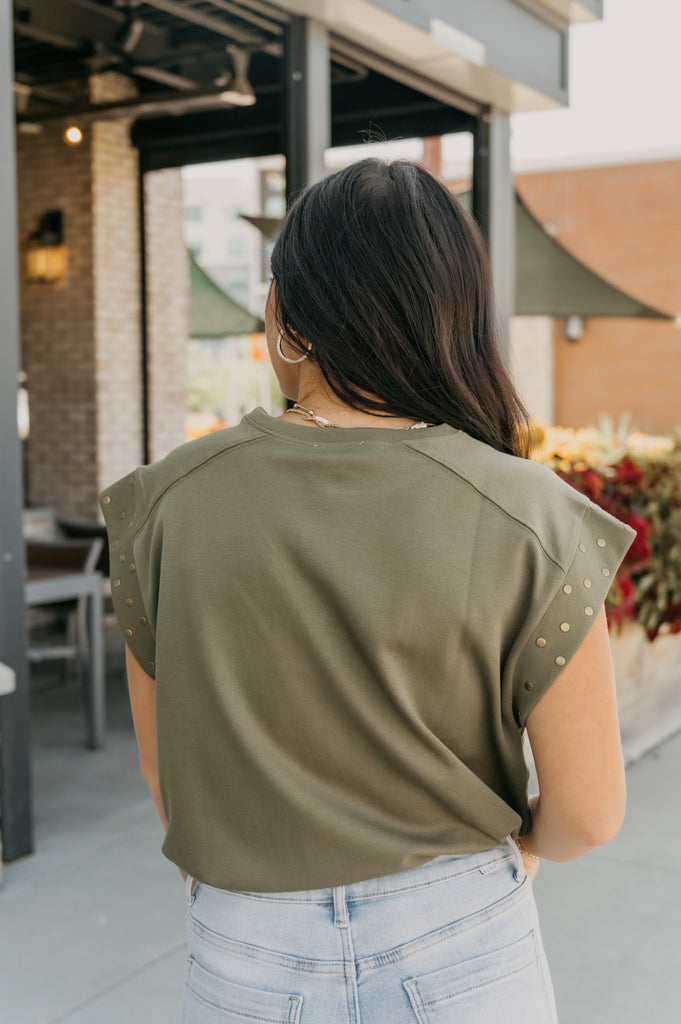 Hey Stud Muscle Shirt-Olive - BluePeppermint Boutique