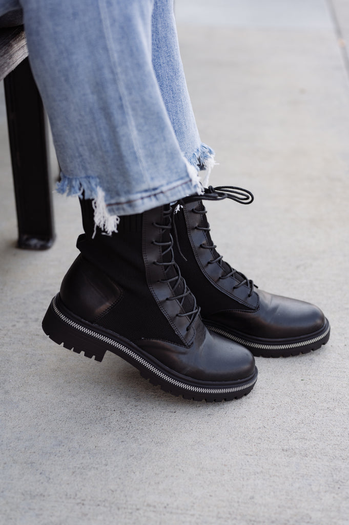 Kian Zippered Combat Boot - BluePeppermint Boutique