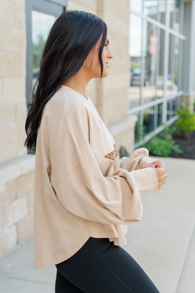Suede Star Sister Crew Neck Long Sleeve - BluePeppermint Boutique