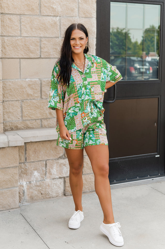 Julia Abstract Silk Blouse - BluePeppermint Boutique