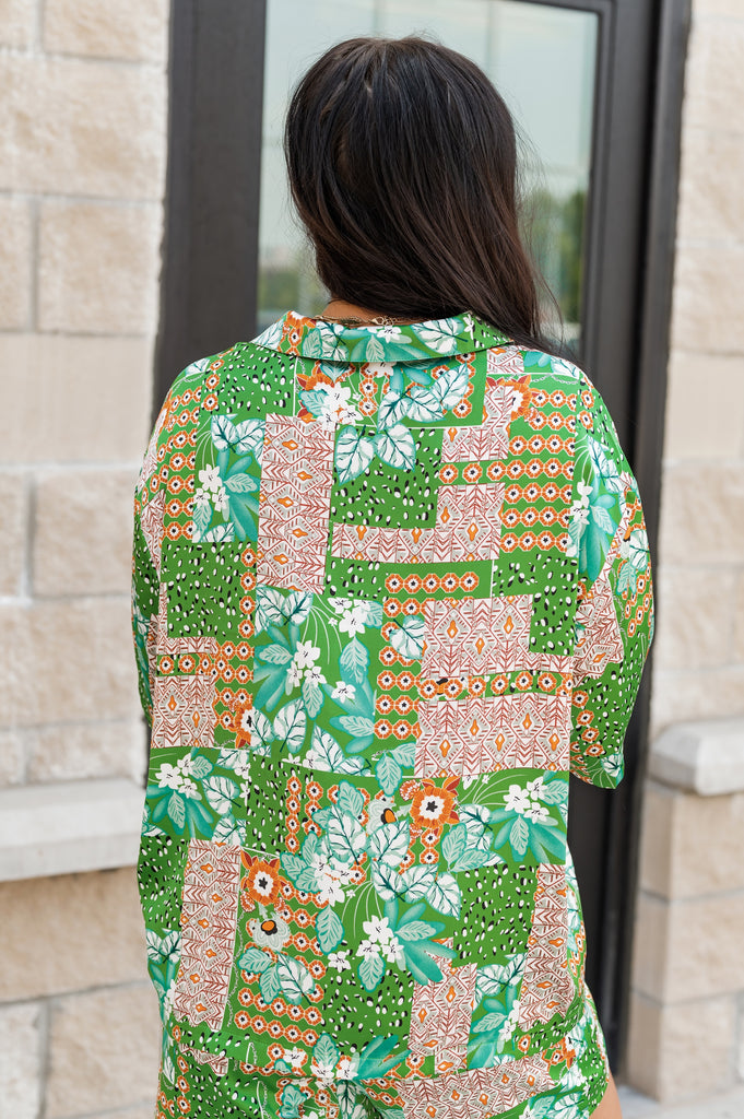 Julia Abstract Silk Blouse - BluePeppermint Boutique