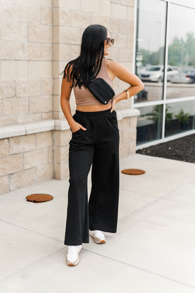 Elevated Comfort High Wasted Wide Leg Sweatpant - BluePeppermint Boutique