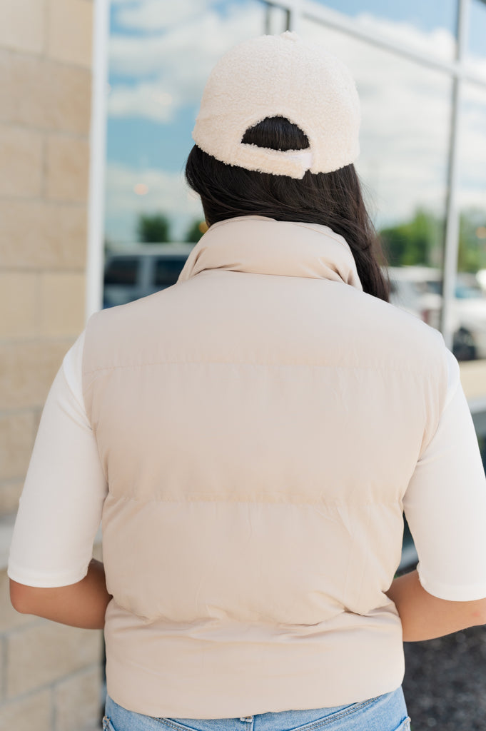 Shawty Short Puffer Vest-Sand - BluePeppermint Boutique