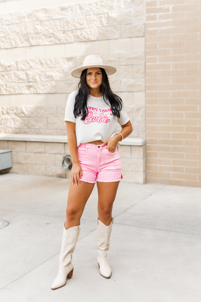 Justice Washed-Style Denim Shorts Pink - BluePeppermint Boutique