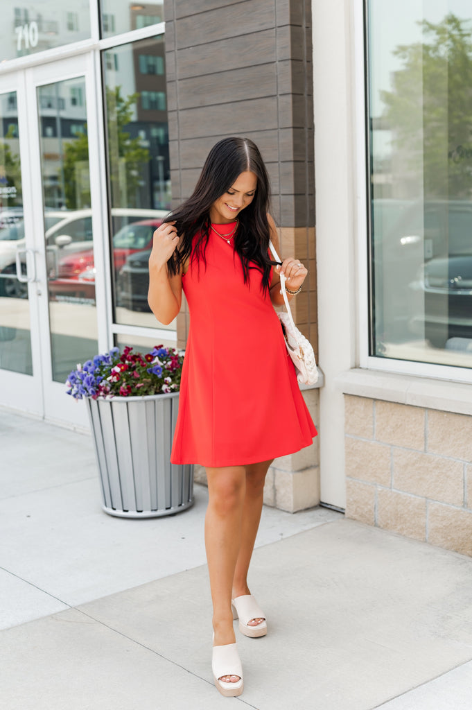 Ainslee Solid A-Line Dress - BluePeppermint Boutique