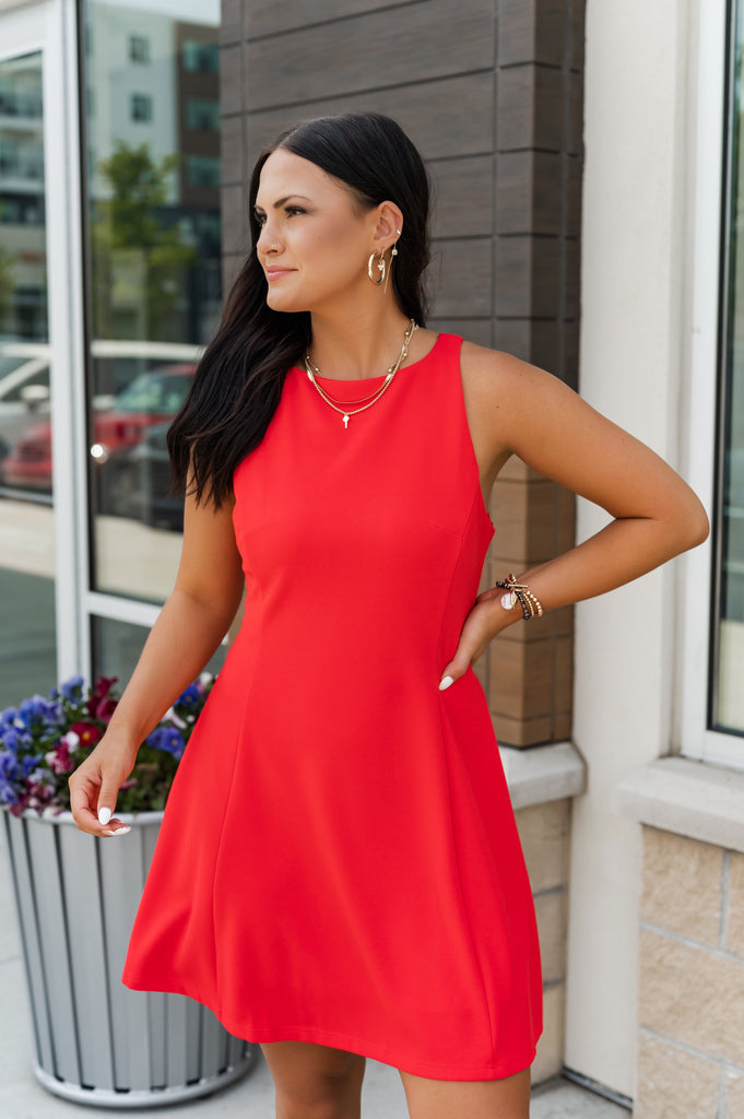 Ainslee Solid A-Line Dress - BluePeppermint Boutique