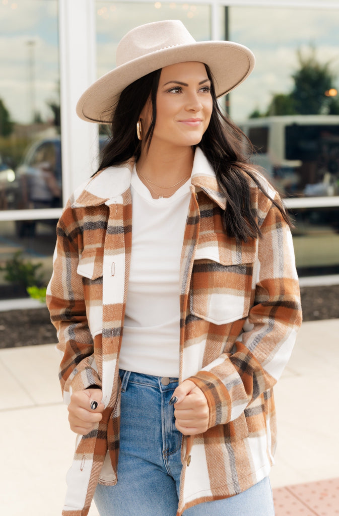 Pumpkin Patch Chic Plaid Button Down Coat - BluePeppermint Boutique