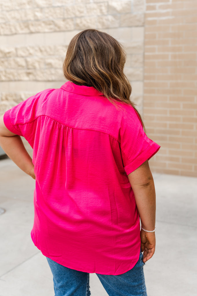 Pretty In Pink Button Up Top - BluePeppermint Boutique