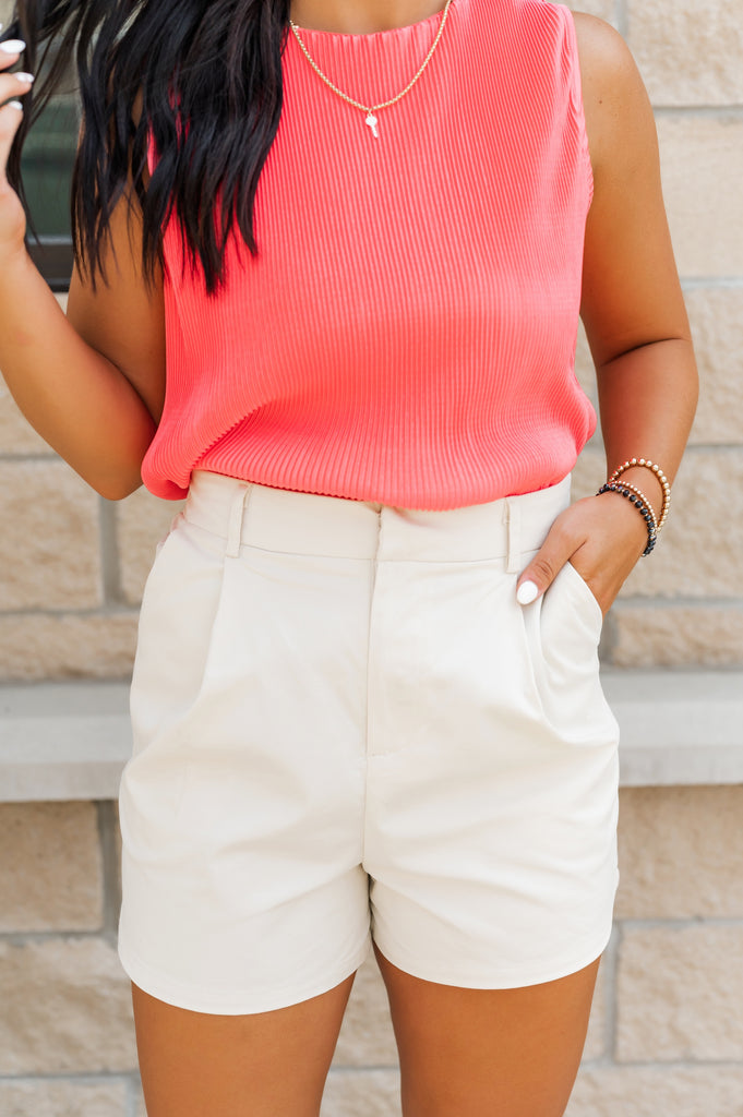 Cayson Tailored Shorts Taupe - BluePeppermint Boutique