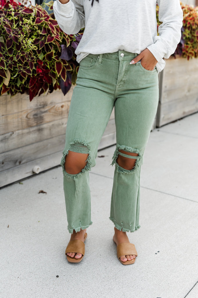 Ice Ice baby High Rise Straight Jeans - BluePeppermint Boutique