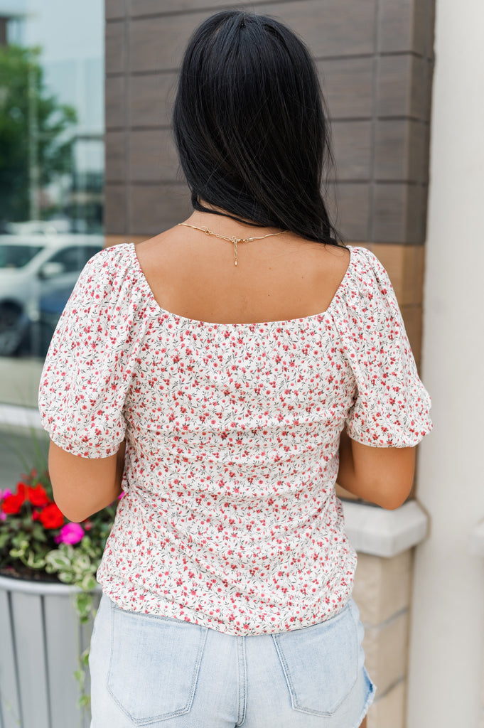 I like Your Sleeves Puffy Sleeve Flower Top - BluePeppermint Boutique